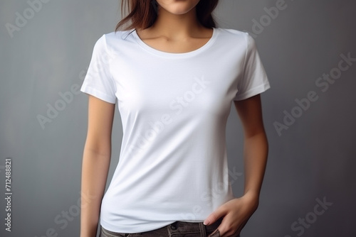 Woman in White Tshirt Mockup created with Generative AI