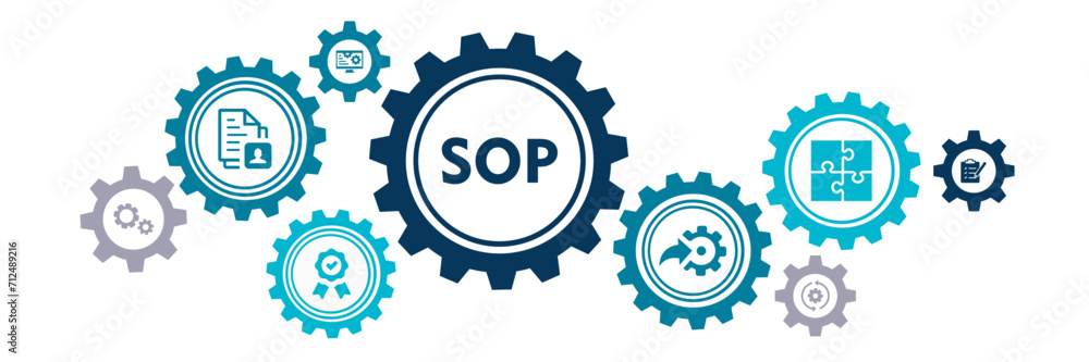 SOP, Standard Operating Procedure. Vector Concept with icons SOP, Standard Operating Procedure. Vector Concept with icons