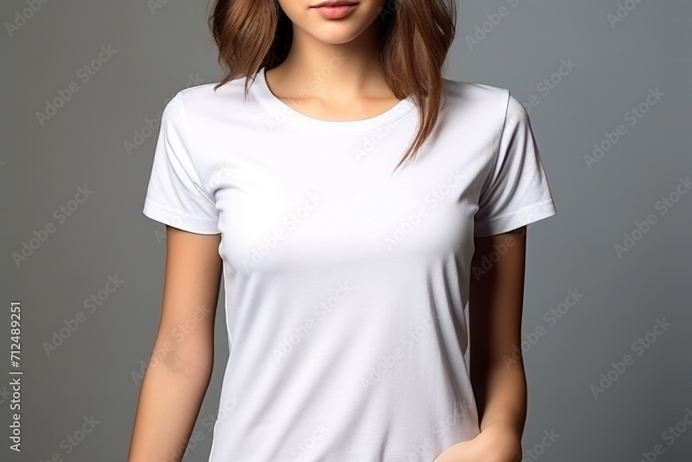 Woman in White Tshirt Mockup created with Generative AI Woman in White Tshirt Mockup created with Generative AI