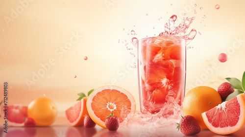 A fresh iced mix-fruits juice splash