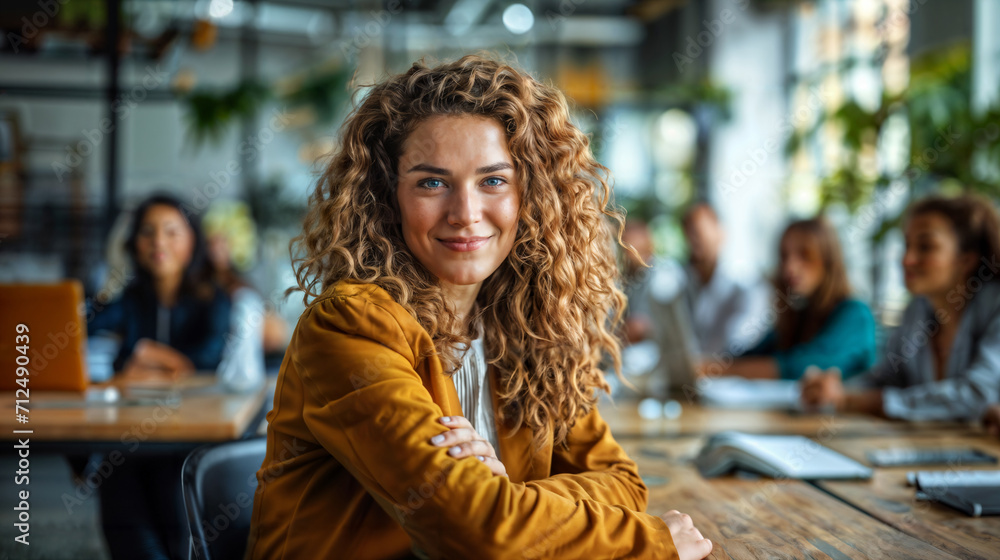 Confident Businesswoman in Office Generative AI Confident Businesswoman in Office Generative AI