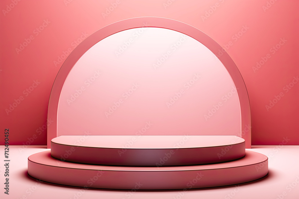 Display pink podium for product presentation Display pink podium for product presentation