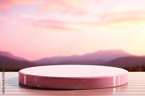 Display pink podium for product presentation