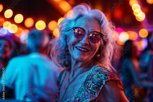 Senior Woman Enjoying Party Generative AI