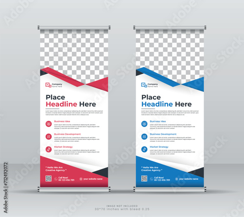 company and business colorful roll up banner design template vector X banner, layout background