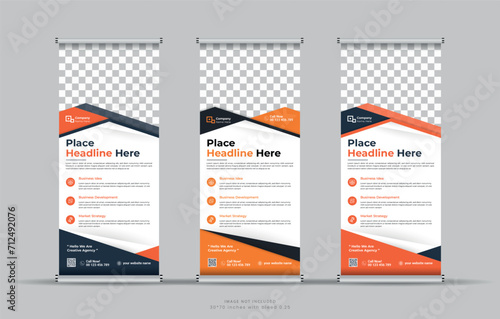 Roll Up Banner Stand Design with Abstract Geometric Colorful Speech