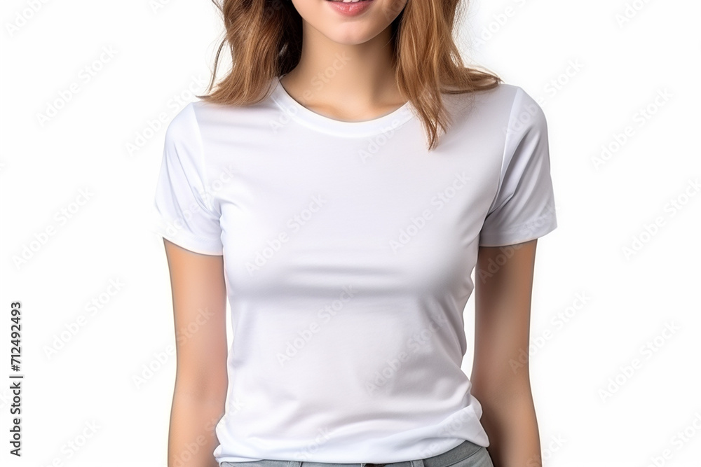 Woman in White Tshirt Mockup created with Generative AI Woman in White Tshirt Mockup created with Generative AI