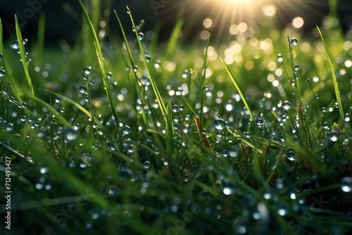 Dew drops on the grass illustration.