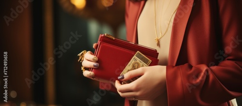 Young woman bring a wallet and money photo