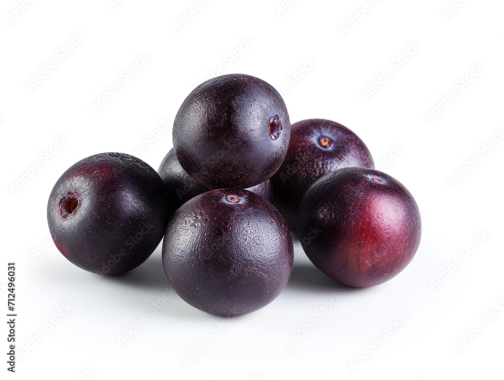 Fresh acai berries isolated on white background in a minimalist style. Fresh acai berries isolated on white background in a minimalist style.
