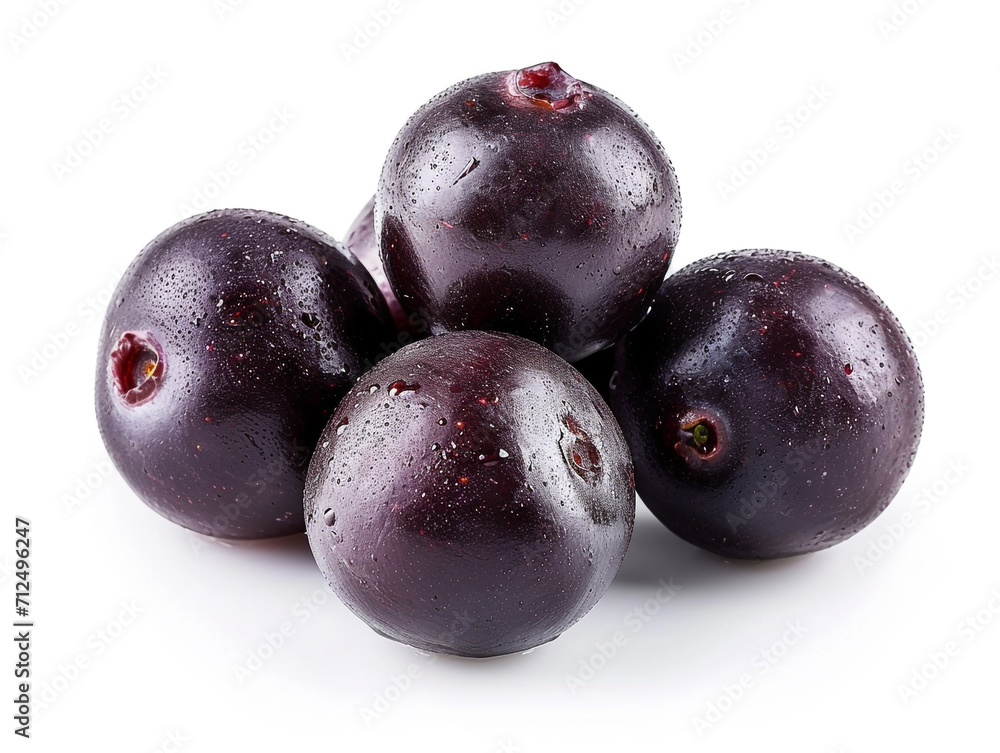Fresh acai berries isolated on white background in a minimalist style. Fresh acai berries isolated on white background in a minimalist style.