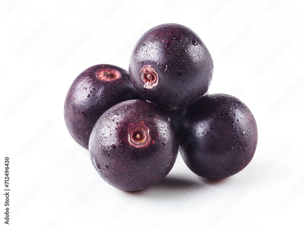 Fresh acai berries isolated on white background in a minimalist style. Fresh acai berries isolated on white background in a minimalist style.