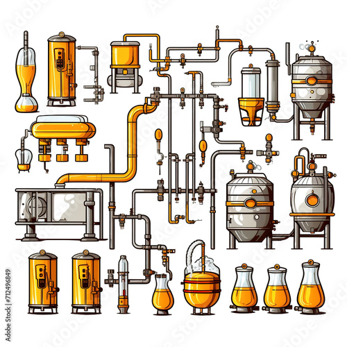 beer clipart of brewery process. producing design.