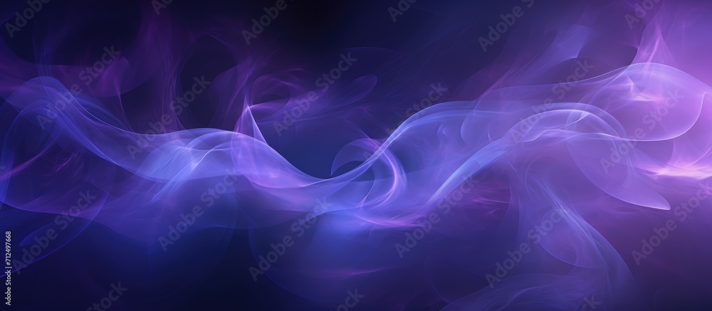 Fractal art with violet waves, digital illustration, dark matter mist.