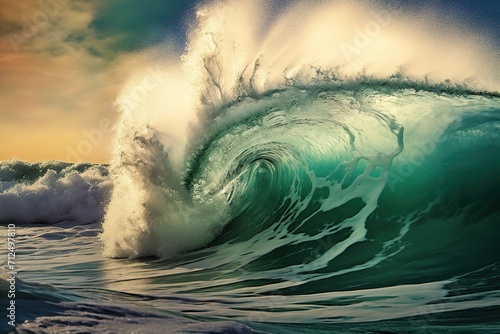Big sea wave background illustration. © Tamara