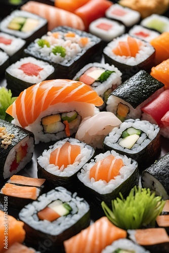 Delicious Sushi Assortment Illustration with Artistic Flair