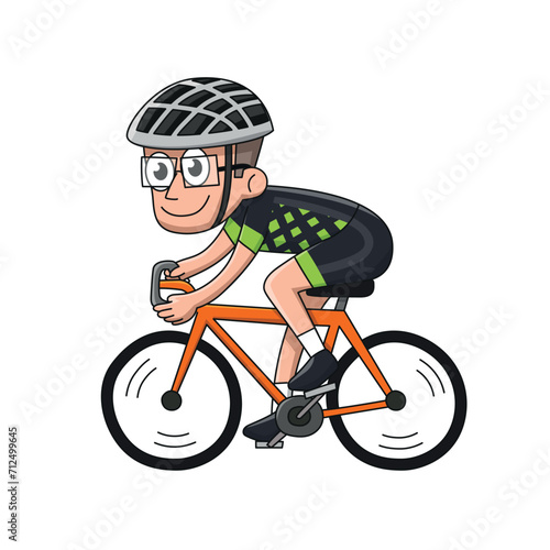 Cyclist. Cartoon style vector illustration