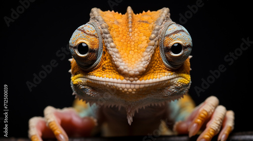 close up of a iguana head cute eye , Generate AI