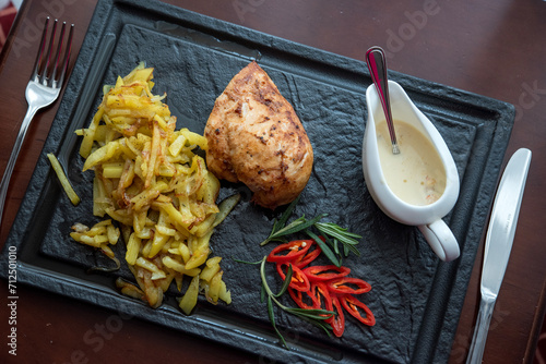 Chicken Meals Plated in A Restaurant