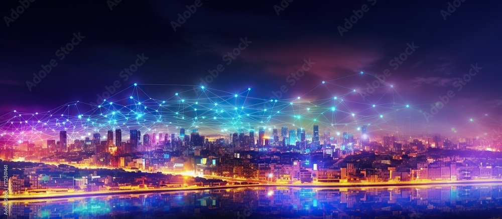 smart city with connected dots on it. ai generative