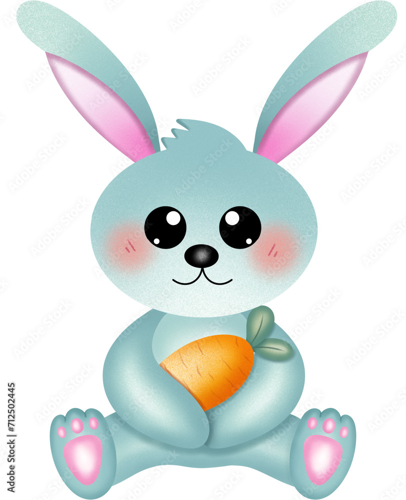 Fototapeta premium Cute Easter bunny with carrot illustration for Easter celebration 