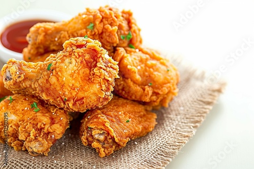 Savory indulgence Fried crispy chicken portrayed, tempting with its golden crunch