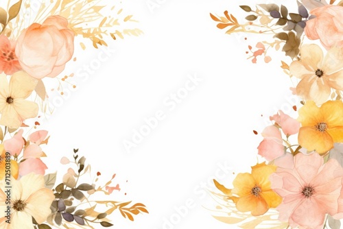 Watercolor painted seamless flower botanical isolated on the white copy space background. Flower decoration concept for wedding invitation.