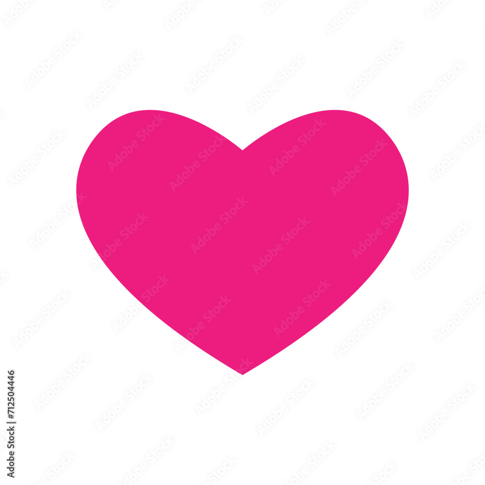 Pink love heart flat concept icon symbol sign. Vector illustration design background