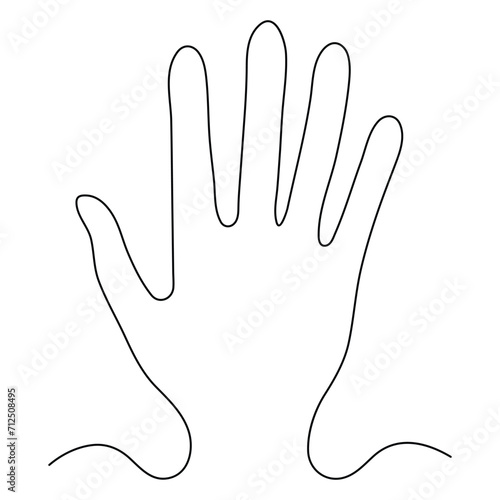 Hand open palm continuous single line art drawing outline vector illustration  
