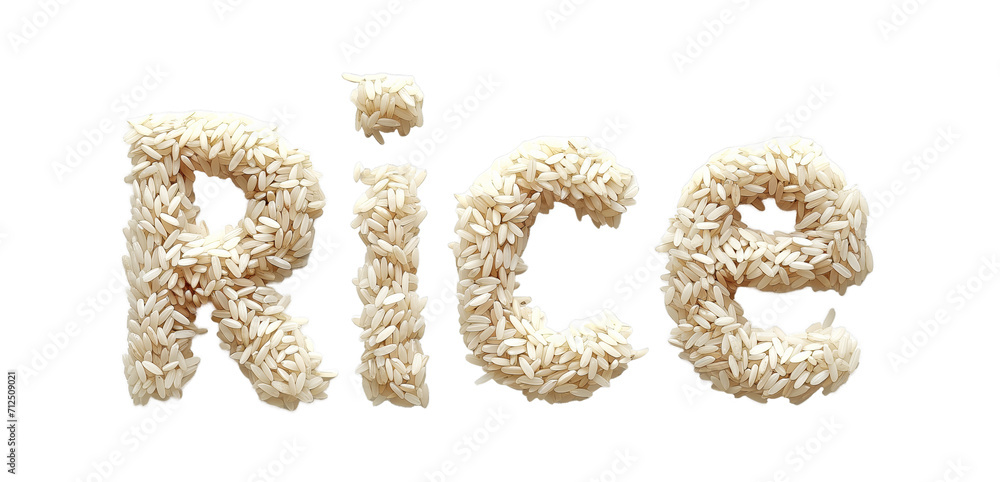 The word Rice composed of rice grains isolated on a transparent background The word Rice composed of rice grains isolated on a transparent background