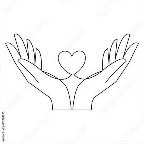 Hand open palm continuous single line art drawing outline vector illustration  