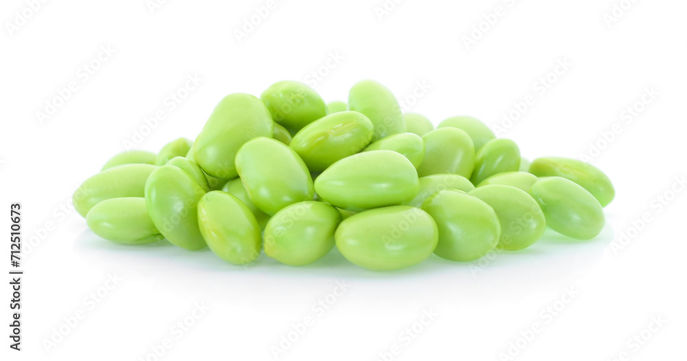 fresh Green soy beans isolated on white background . fresh Green soy beans isolated on white background .