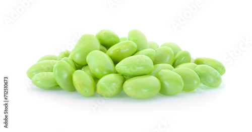 fresh Green soy beans isolated on white background .