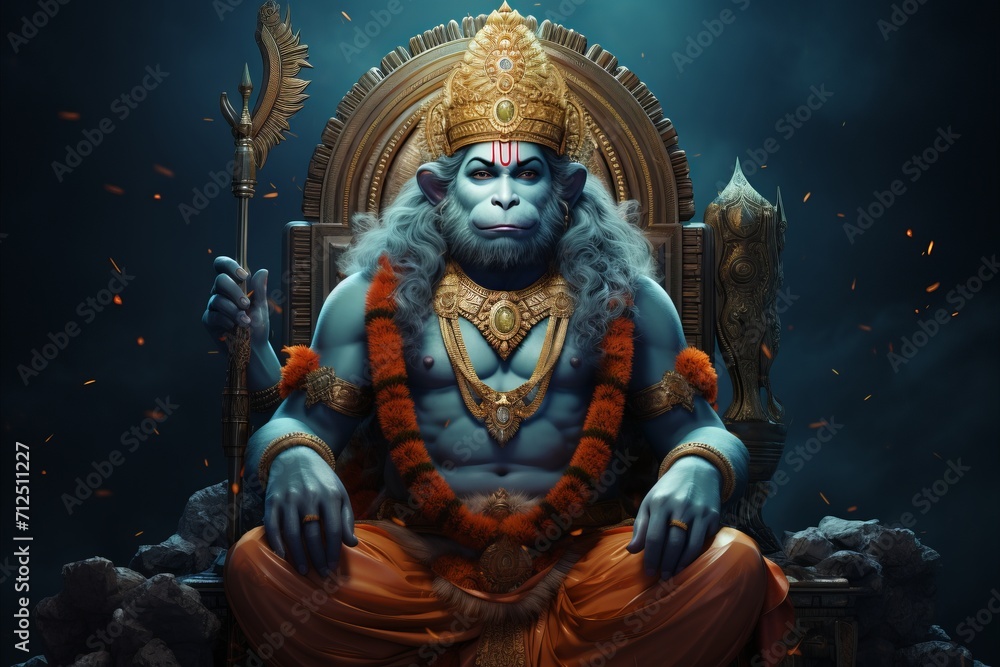 Hanuman jayanti deity image, indonesian celebrations with vibrant holiday colors