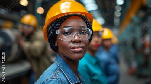 Afican women Workers in helmets industry setting