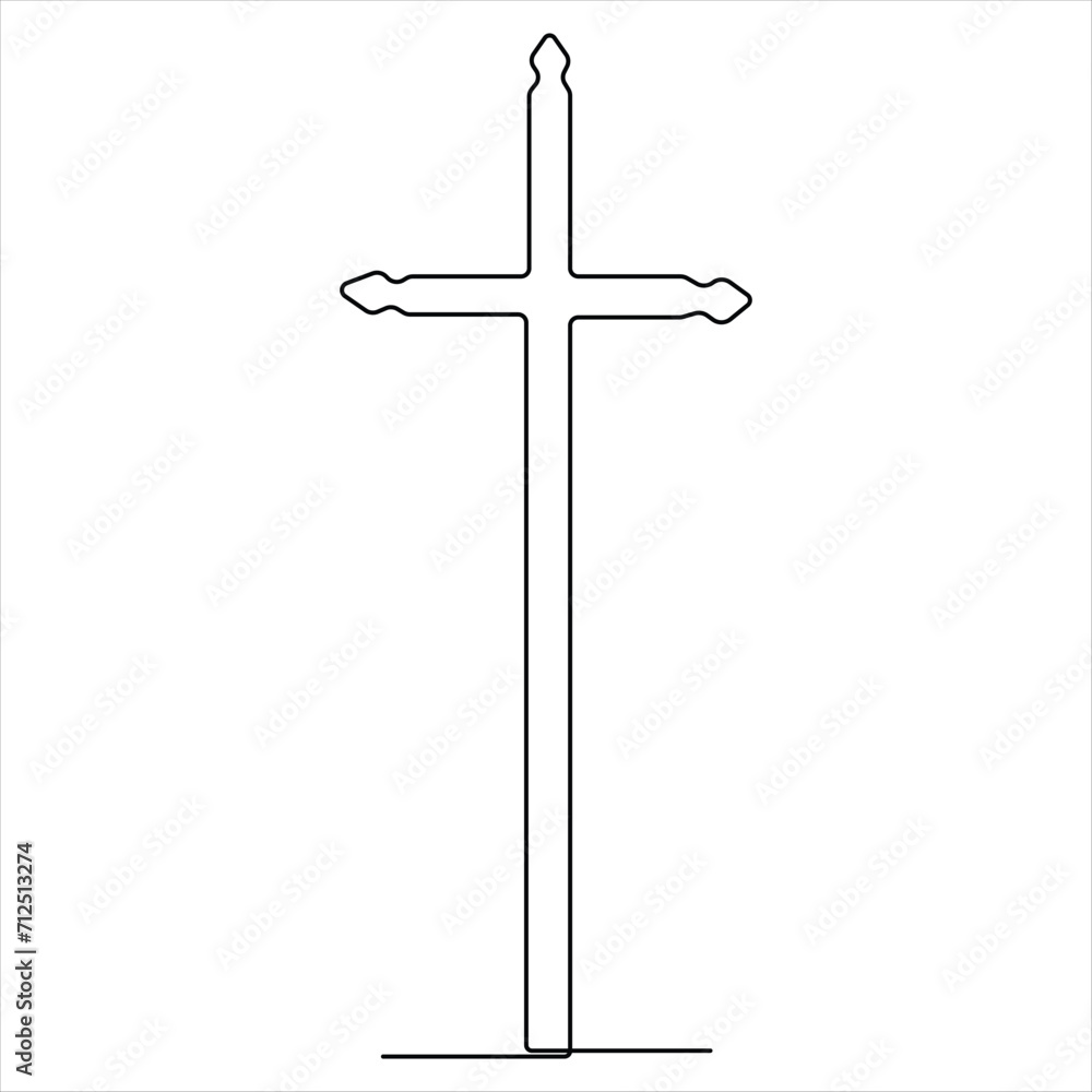 Continuous one line drawing praying of good friday crucifixion outline art vector illustration
Continuous one line drawing praying of good friday crucifixion outline art vector illustration