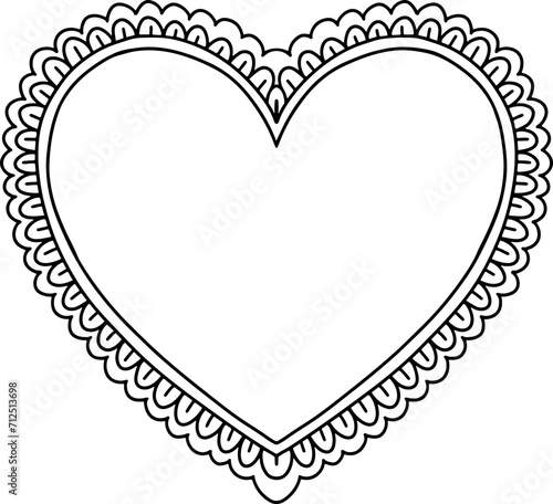 Heart Line Art Baroque Frame Valentine's Day.