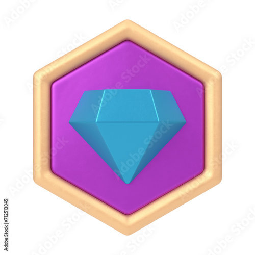 3D Game Badges buttons in hexagon icon illustration