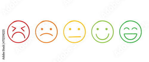 Set of Hand drawn sketch style emoji mood, good and bad recommendation. Vector illustration.
 photo