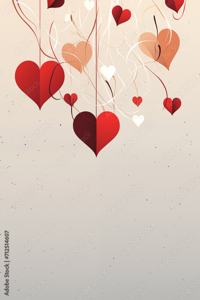 Elegant cover art, beautiful valentines day ornaments with hearts and copy space