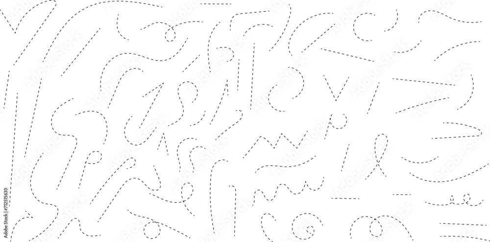Hand drawn curve dotted line vector.