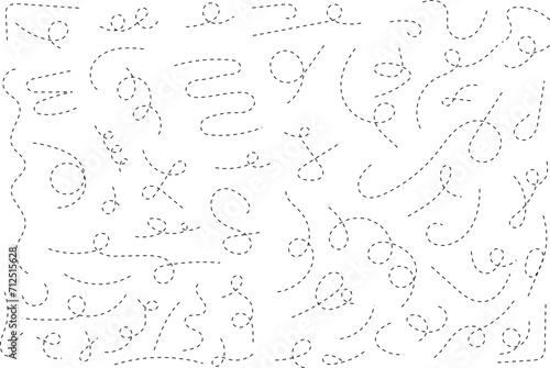 Hand drawn curve dotted line vector.