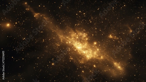 Cosmos Space Filled with Countless Stars. Gold Color, Celestial, Universe, Astronomy 