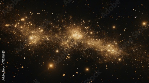 Cosmos Space Filled with Countless Stars. Gold Color, Celestial, Universe, Astronomy 