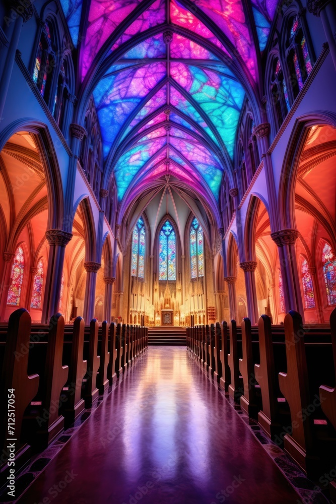 Fototapeta premium a interior church with colors vivids