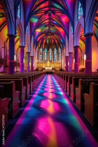 a interior church with colors vivids