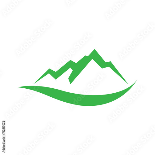 mountain field green icon logo vector