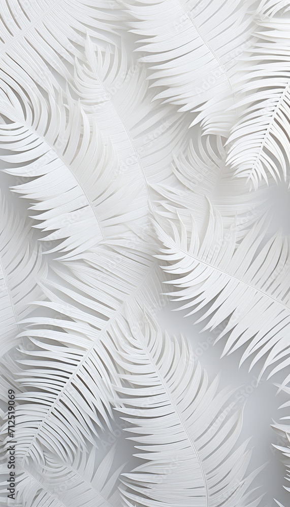 Abstract white fern texture background