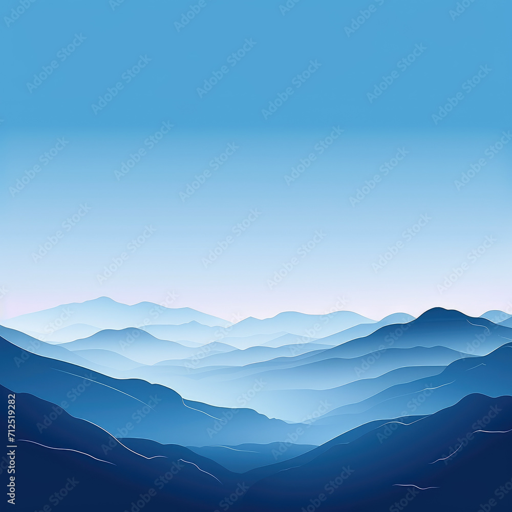 Minimalistic blue mountains background