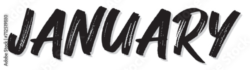 Black word of month 'JANUARY'. Vector illustration. Title of January with grunge and vintage font